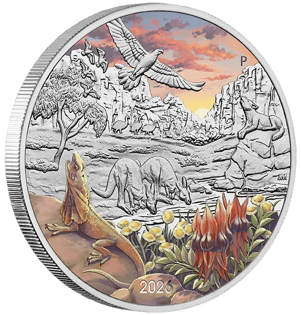 Wonders of Australia - The Outback 2026 1oz Silver Coloured Coin in Card  – footycoinandgifts.com.au
