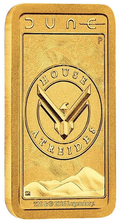 Dune - House Atreides 2026 1g Gold Minted Bar – footycoinandgifts.com.au