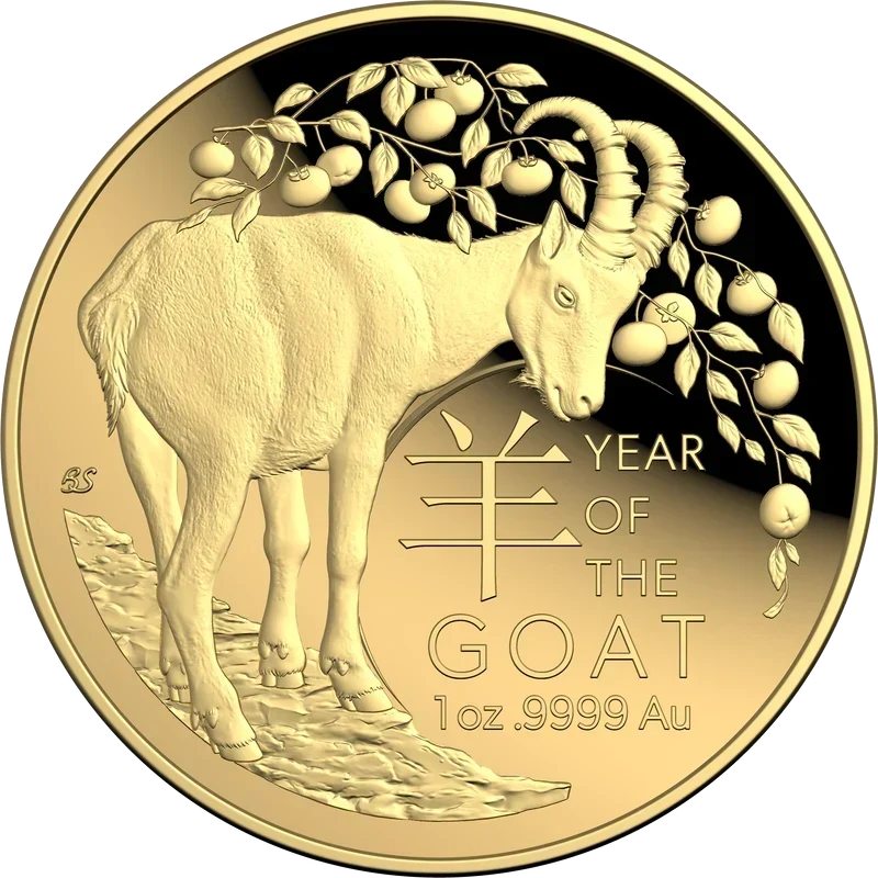 Year of the Goat 2027 $100 1oz Gold Proof Domed Coin – footycoinandgifts.com.au