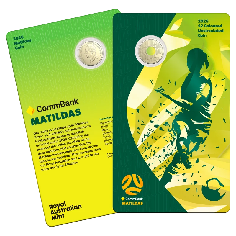 Matildas 2026 $2 Coloured Uncirculated Coin in Card