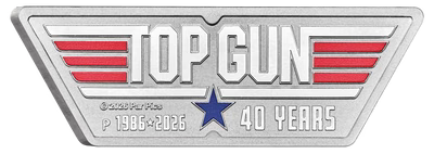 40 Years of Top Gun 2026 1oz Silver Coloured Logo-Shaped Coin