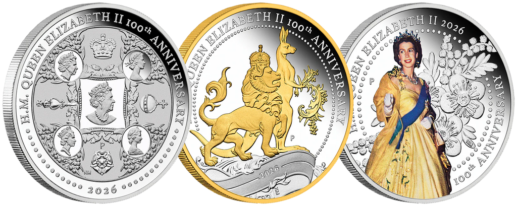 H.M. QUEEN ELIZABETH SILVER COIN THREE COIN SET