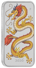 Golden Dragon 2026 1oz Silver Coloured Rectangular Coin