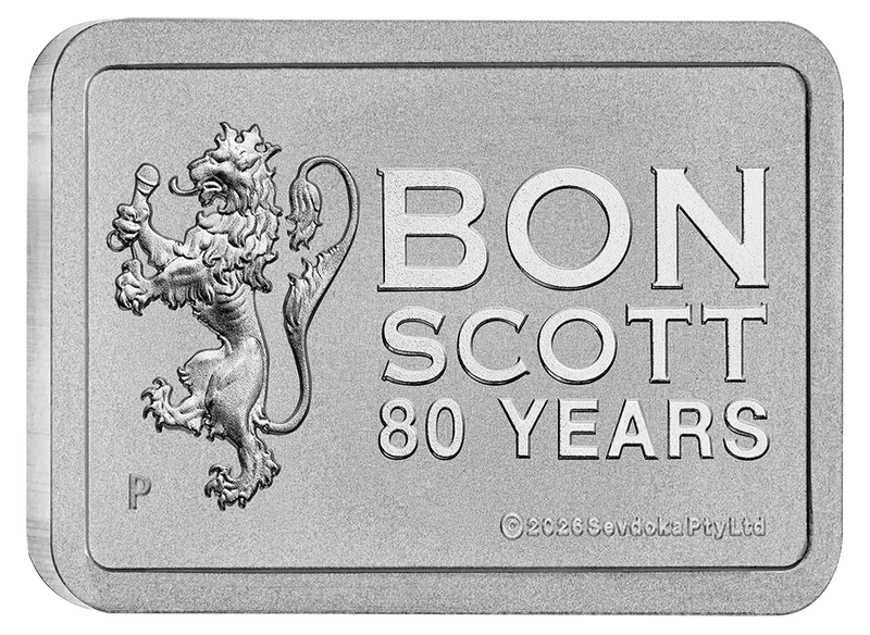 Bon Scott 80th Birthday 2026 10g Silver Minted Bar