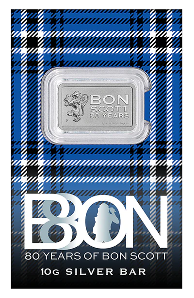 Bon Scott 80th Birthday 2026 10g Silver Minted Bar