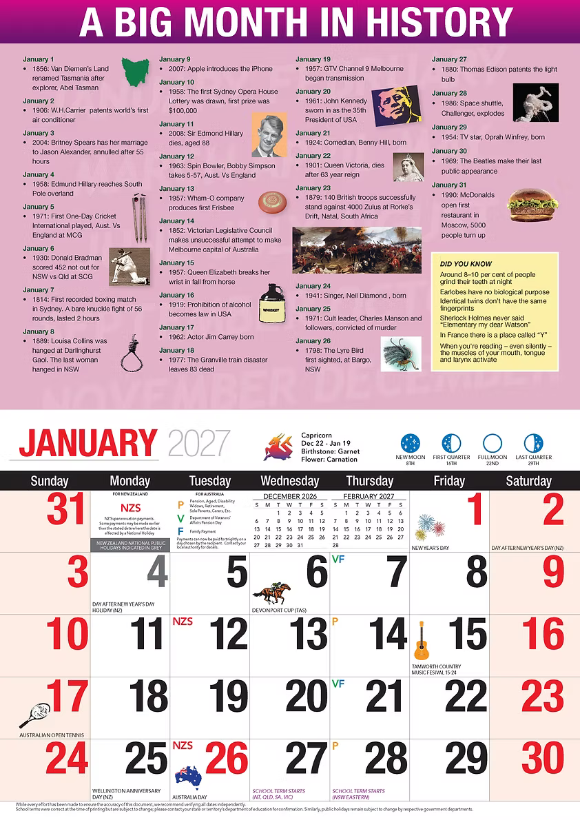 2027 READ EZY CALENDAR