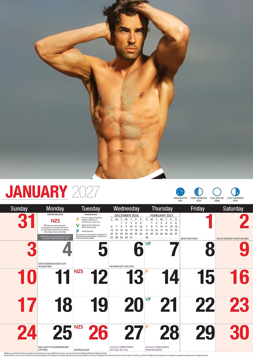 CALENDAR 2027 BIG PRINT - HUNKS