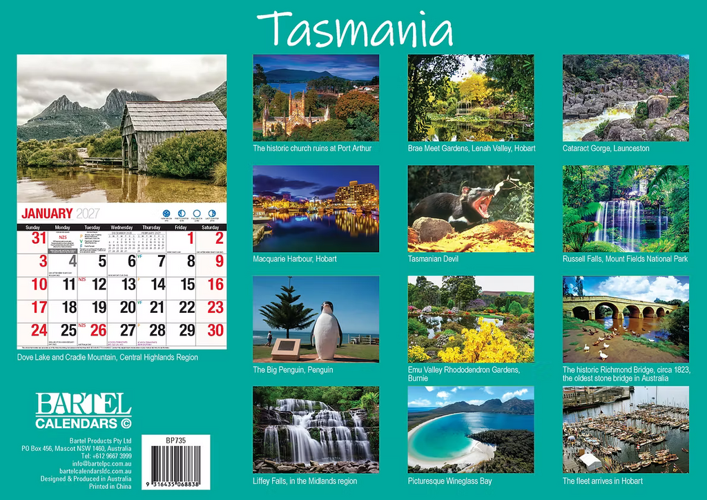 CALENDAR 2027 BIG PRINT - TASMANIA
