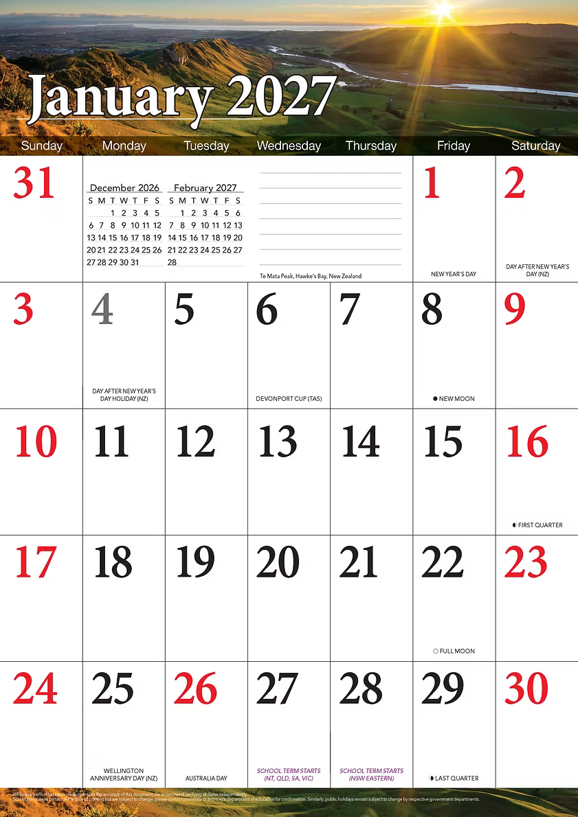 CALENDAR 2027 BIG PRINT - BIG GRID
