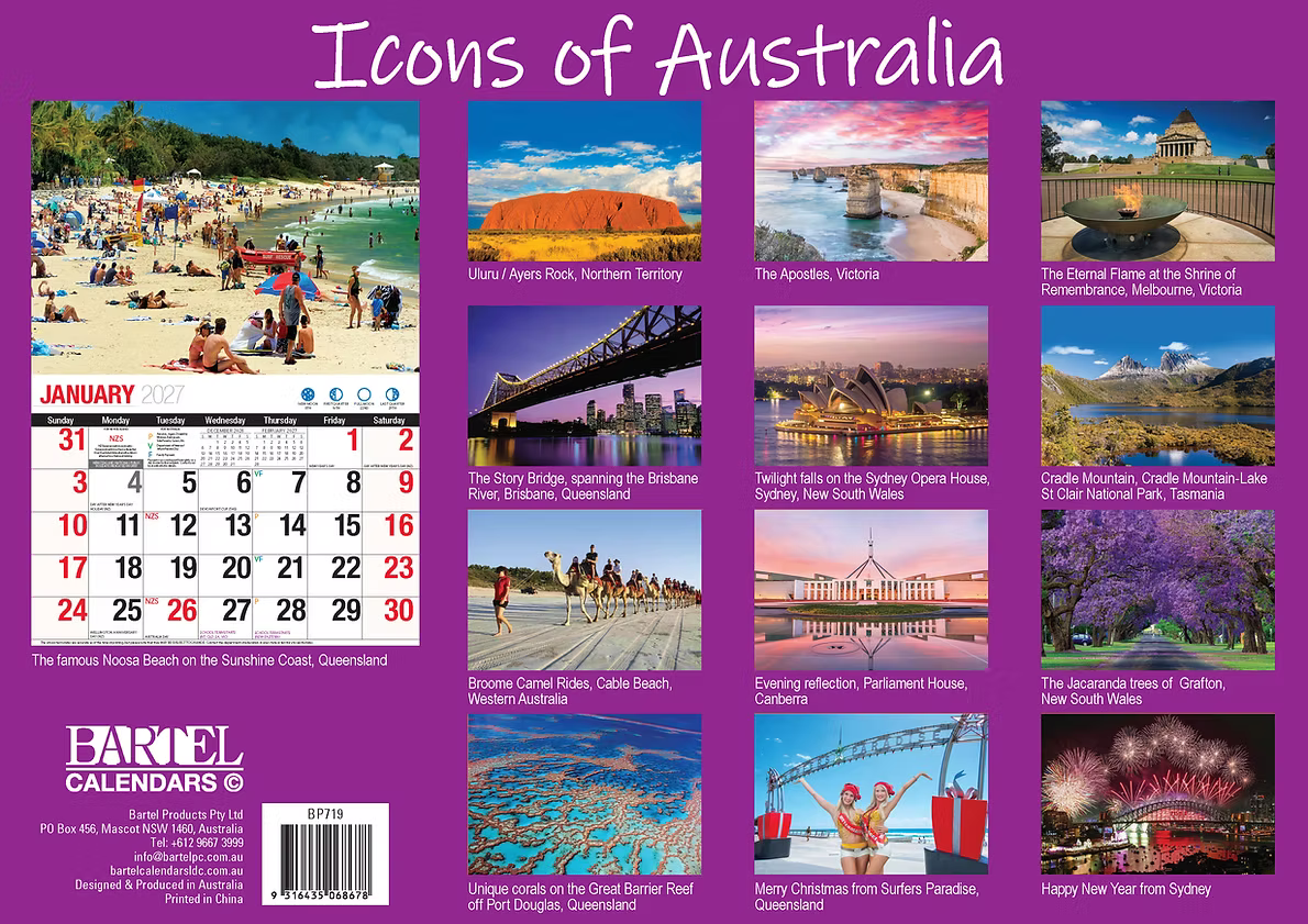 CALENDAR 2027 BIG PRINT - ICONS OF AUSTRALIA