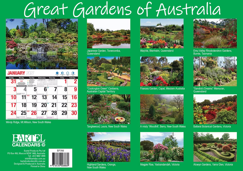 CALENDAR 2027 BIG PRINT - GREAT GARDENS OF AUSTRALIA