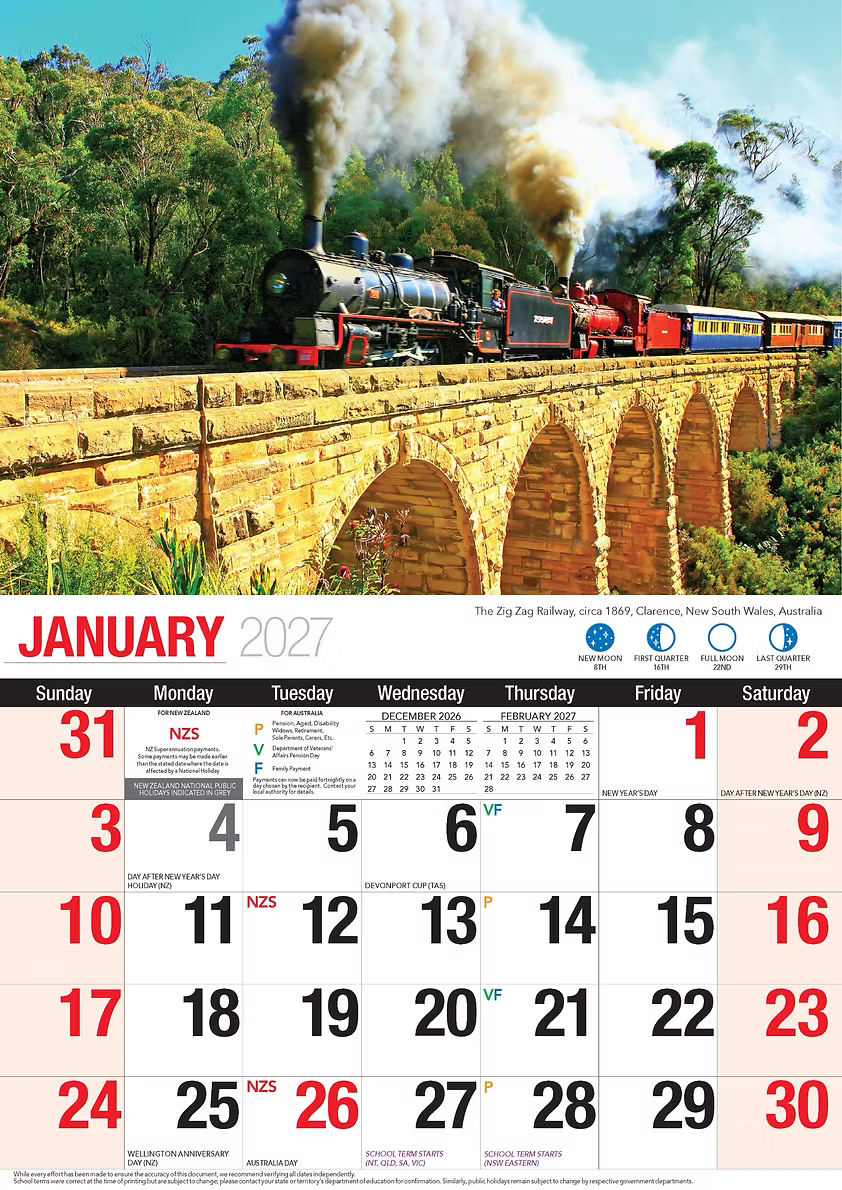 CALENDAR 2027 BIG PRINT - GREAT TRAINS
