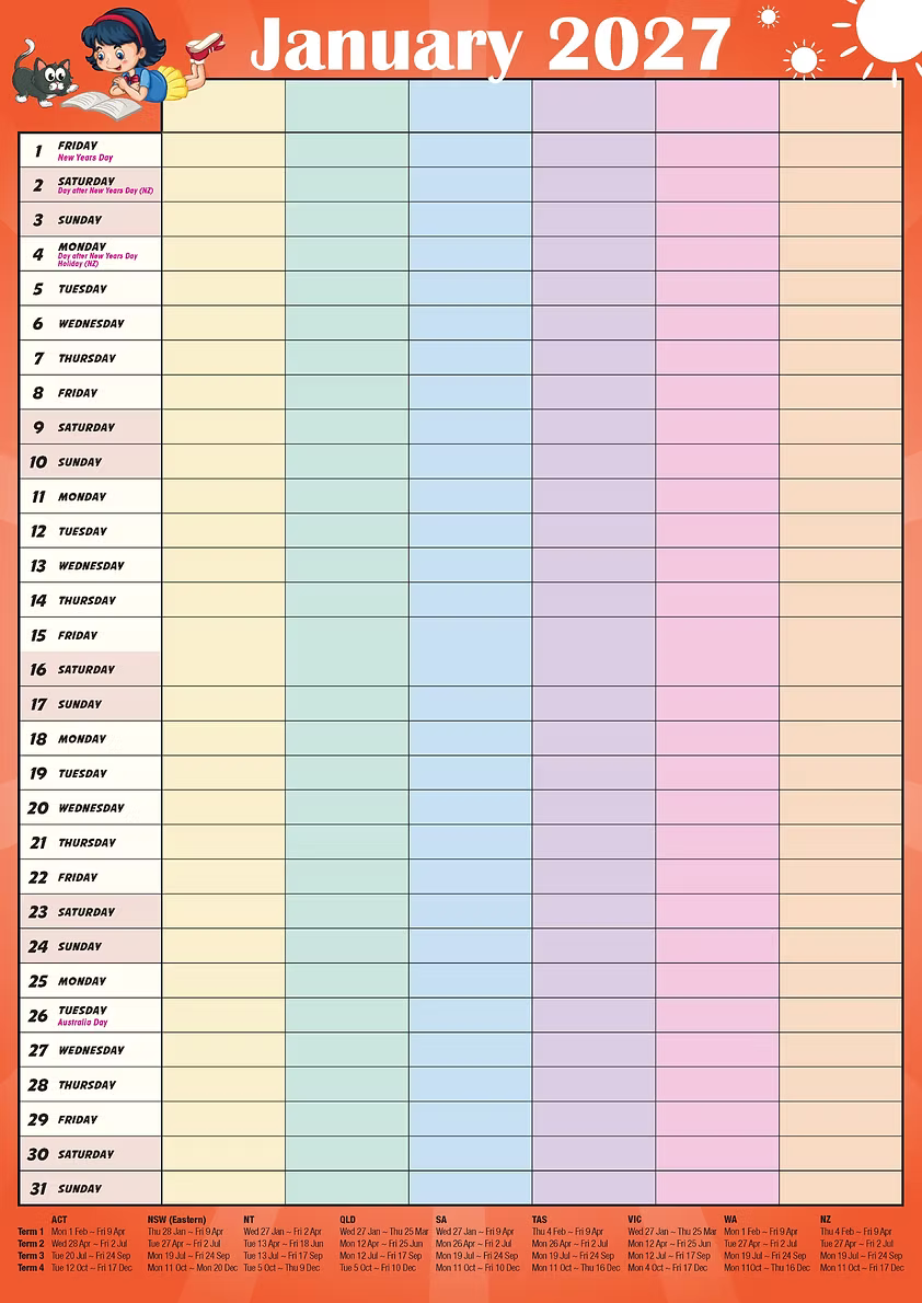 CALENDAR 2027 BIG PRINT - FAMILY ORGANISER