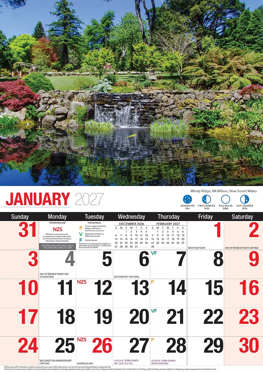 CALENDAR 2027 BIG PRINT - GREAT GARDENS OF AUSTRALIA
