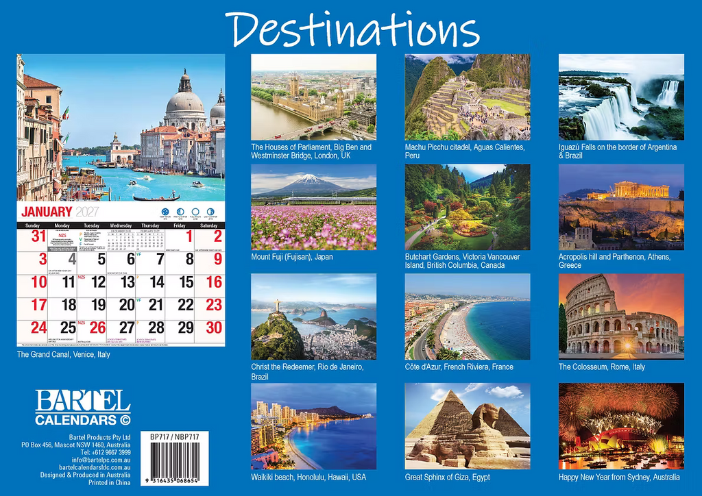 CALENDAR 2027 BIG PRINT - DESTINATIONS