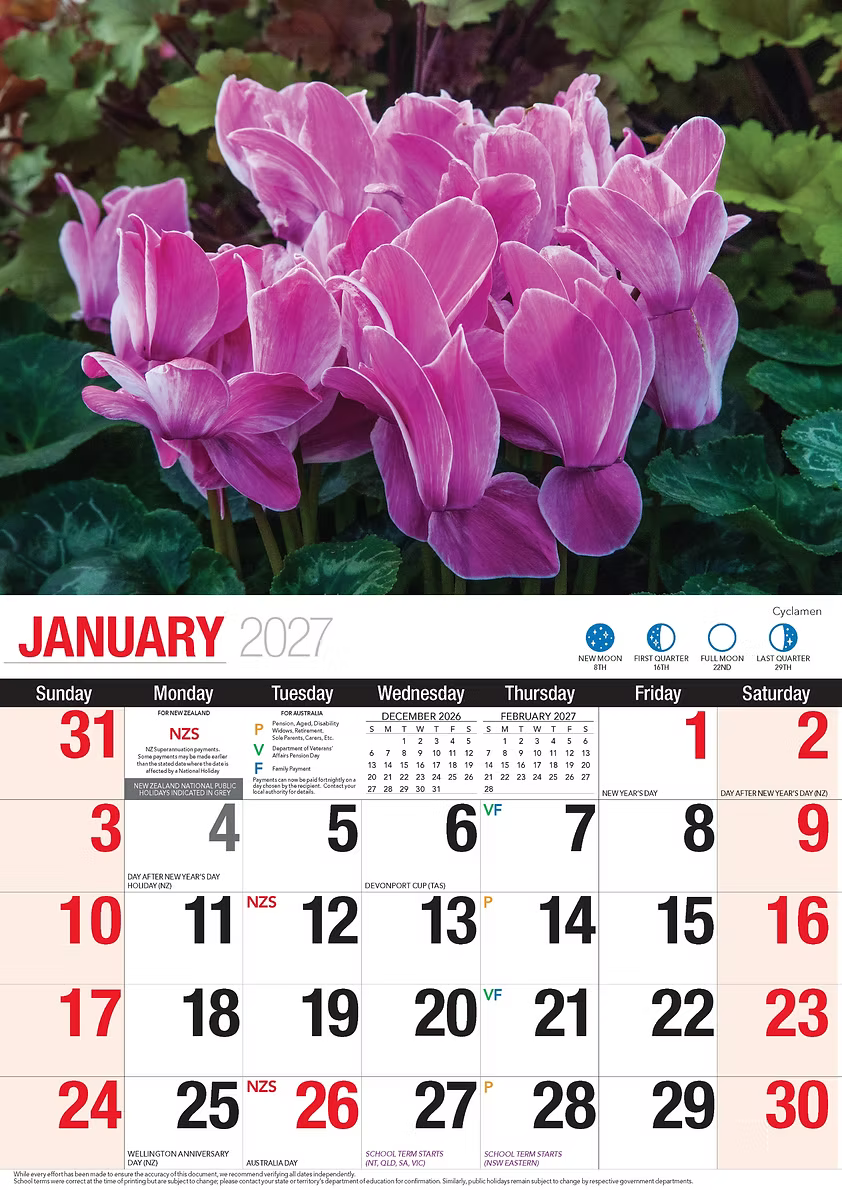 CALENDAR 2027 BIG PRINT - BEAUTIFUL FLOWERS