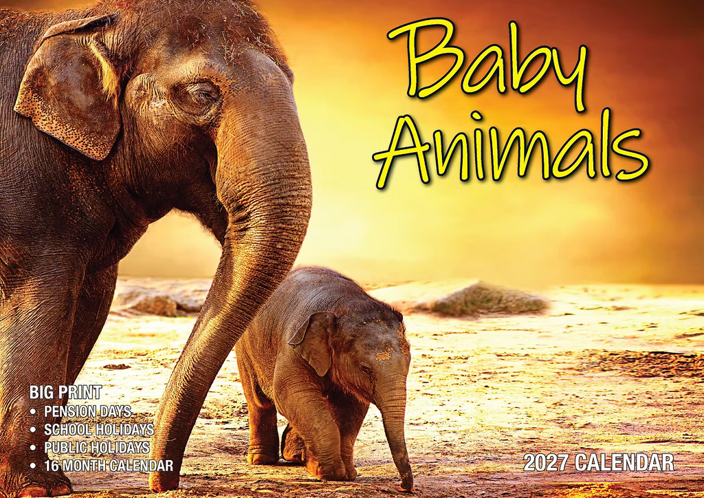 CALENDAR 2027 BIG PRINT - BABY ANIMALS