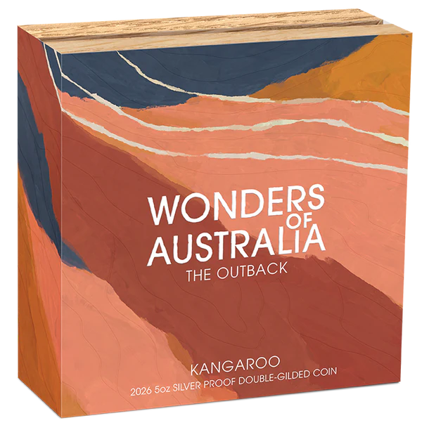 Wonders of Australia Kangaroo 2026 5oz Silver Proof Double Gilded Coin