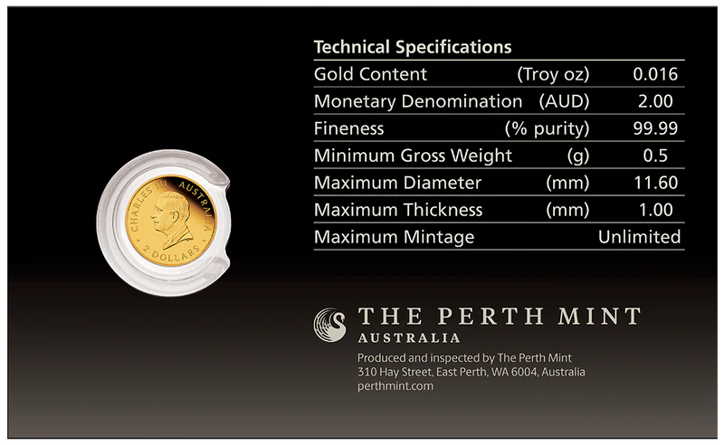 Australian Kangaroo Mini Roo 2026 0.5g Gold Proof Coin in Card