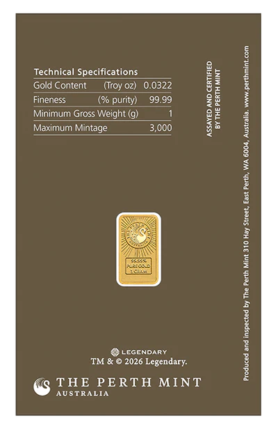 Dune 2026 1g Gold Coloured Minted Bar