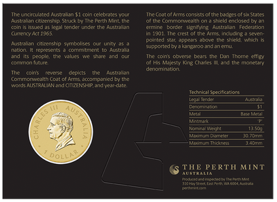 Australian Citizenship 2027 $1 Coin in Card