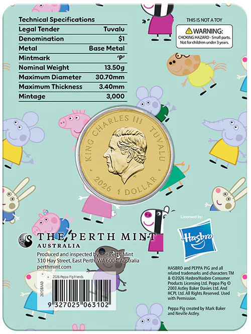 Peppa Pig - Friends 2026 Collector Coins in Cards (Three-Coin Set)