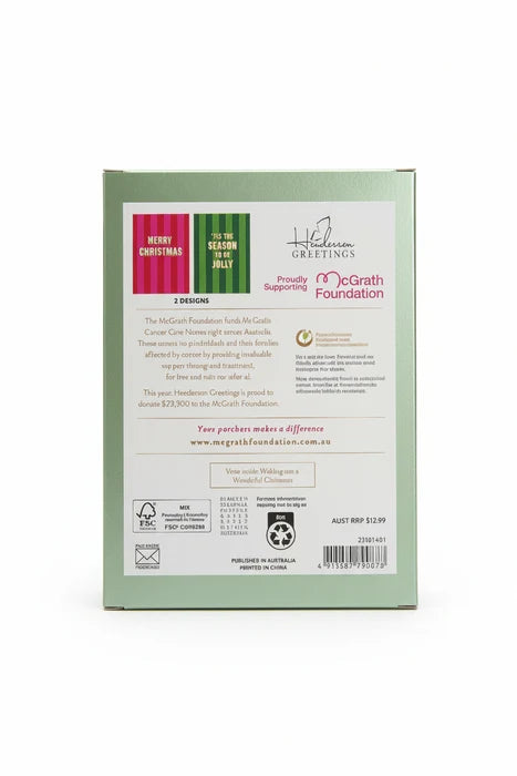 Christmas Charity Boxed Cards - Pink Stripe (2 Designs)