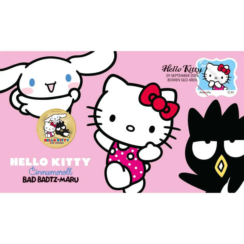 Hello Kitty, Cinnamoroll and Badtz-Maru 2026 Stamp and Coin Cover