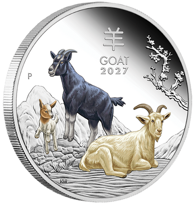 Year of the Goat 2027 1oz Silver Proof Coloured Coin