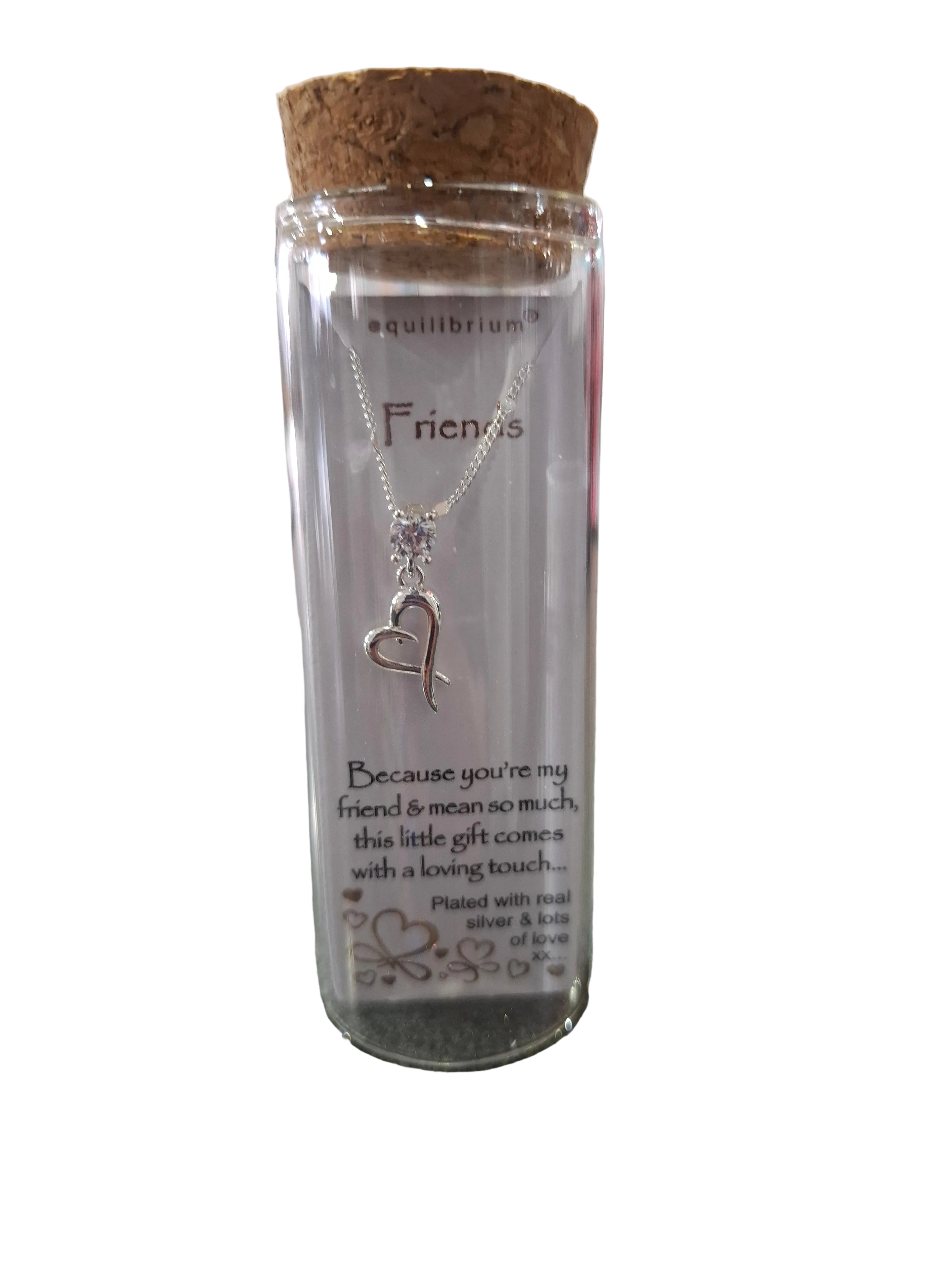 EQUILIBRIUM MESSAGE IN A BOTTLE NECKLACE - FRIENDS