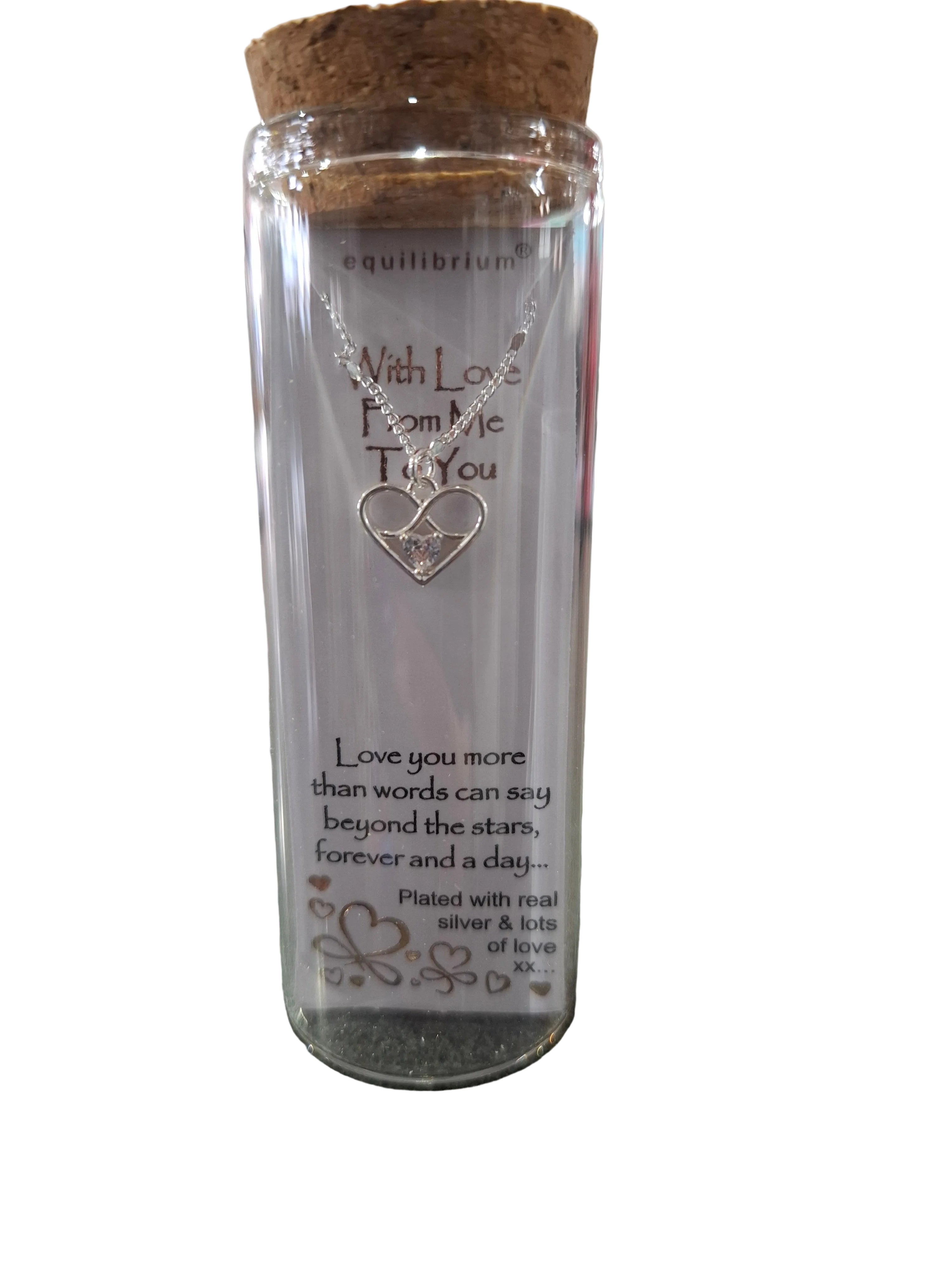 EQUILIBRIUM MESSAGE IN A BOTTLE NECKLACES - WITH LOVE FROM ME TO YOU