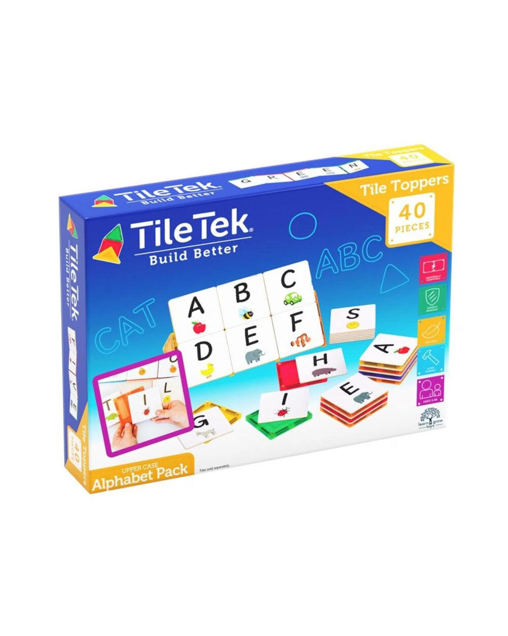 TILE TEK BUILD BETTER TILE TOPPERS UPPER CASE ALPHABET PACK 40PIECES
