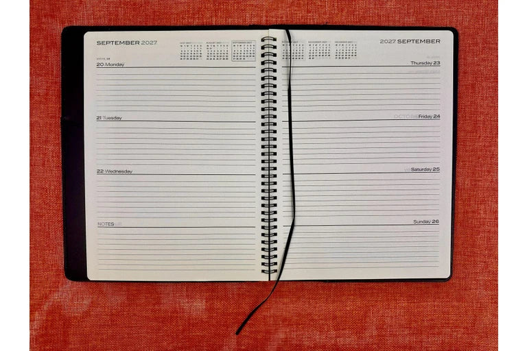 2027 Diary OzCorp Contempo A4 Week to View Black, CA4SW1027