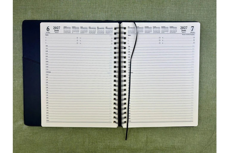 2027 Diary OzCorp Contempo A4 Day to Page Spiral Black, EA4SD1027