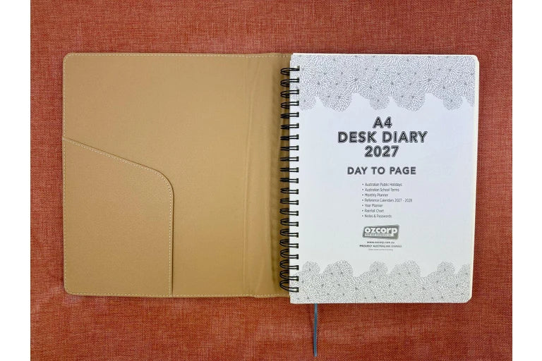 2027 Diary OzCorp Contempo A4 Day to Page Spiral Stormy Blue, EA4SD3327