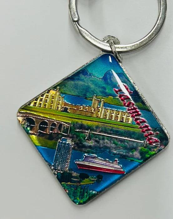 KEYRING METAL FOIL TASMANIA SCENE PHOTO COMPOSITE