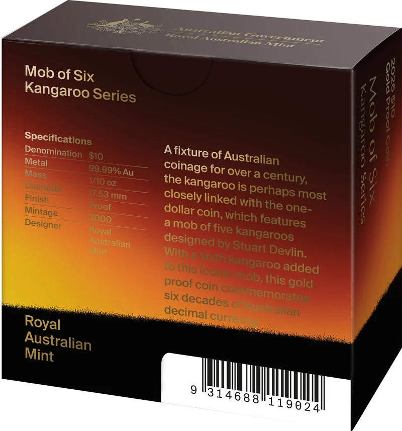 Kangaroo Series 2026 $10 1/10oz Gold Proof Coin