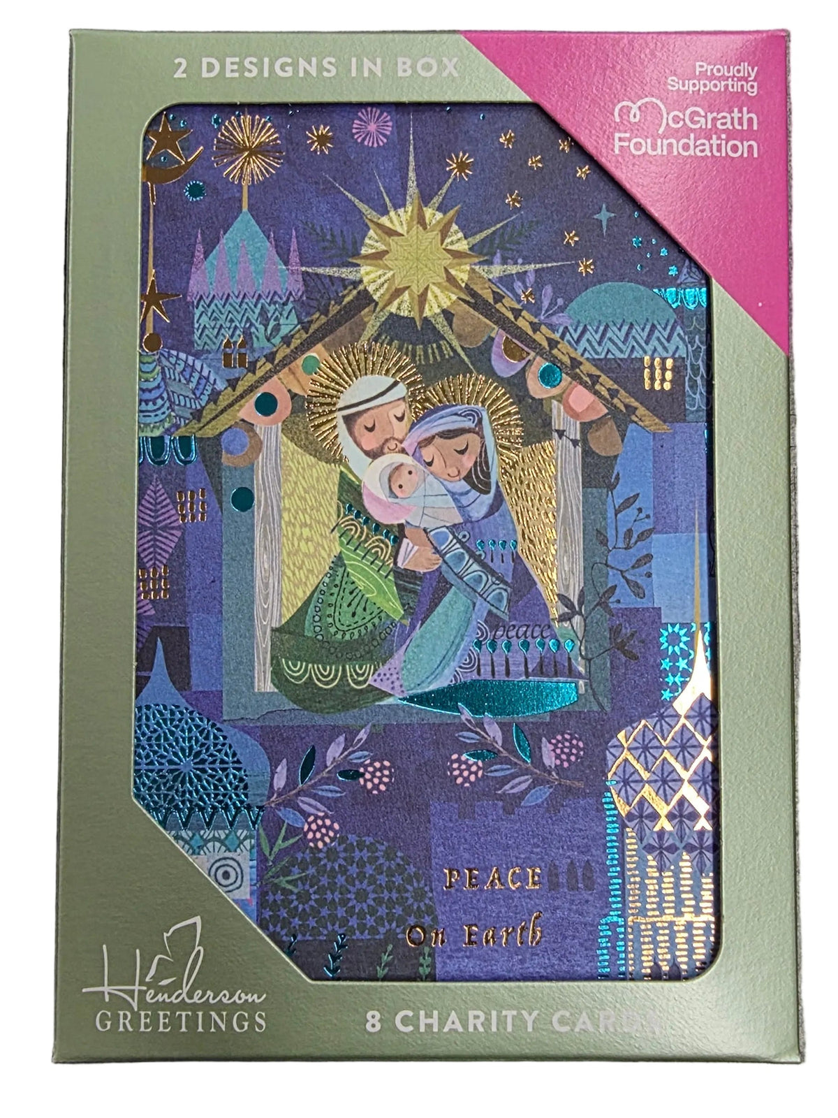 Christmas Charity Boxed Cards - Beautiful Ornate Nativity Peace On Earth (2 Designs)