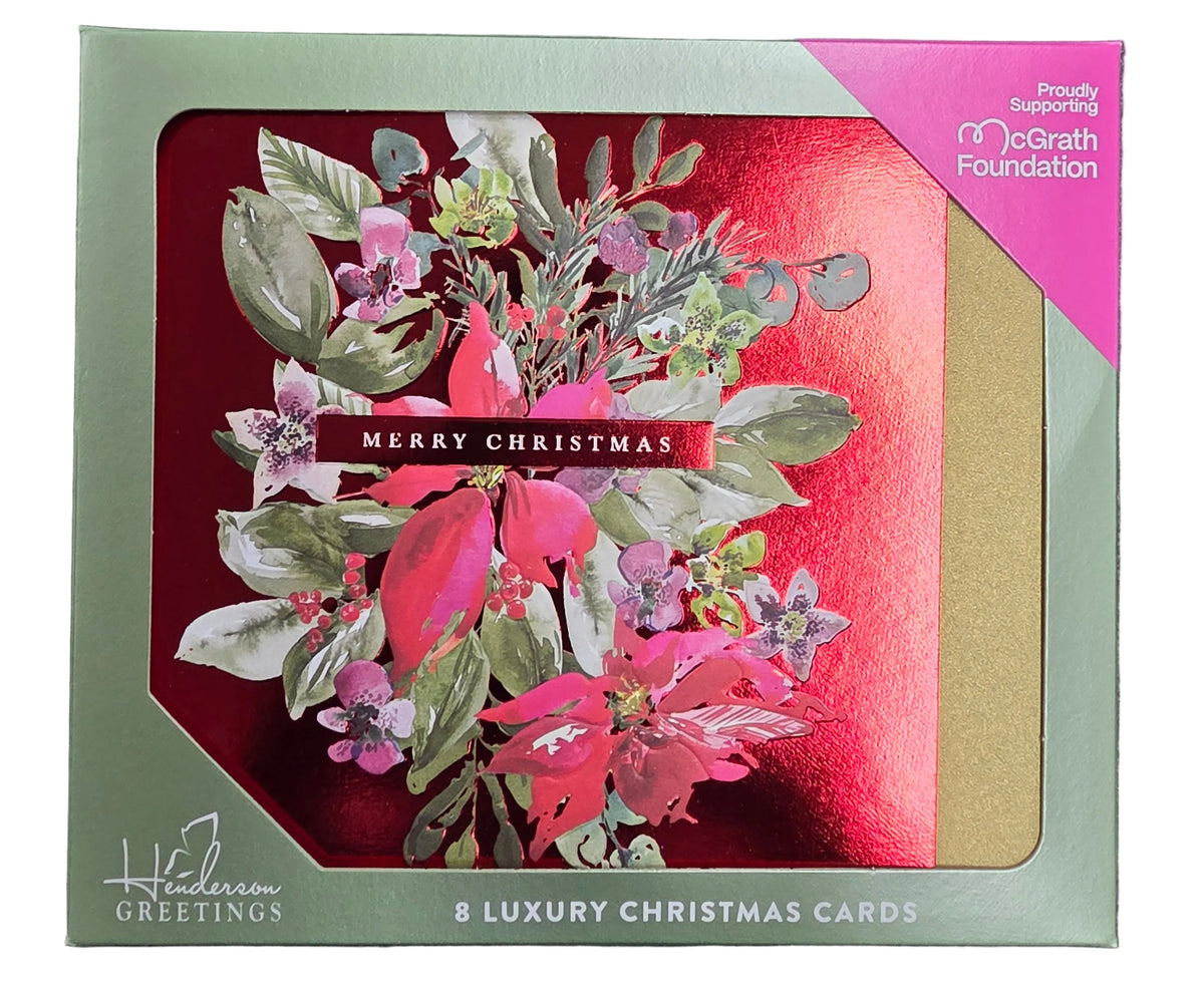 Christmas Charity Boxed Cards - Central Watercolour Leaves