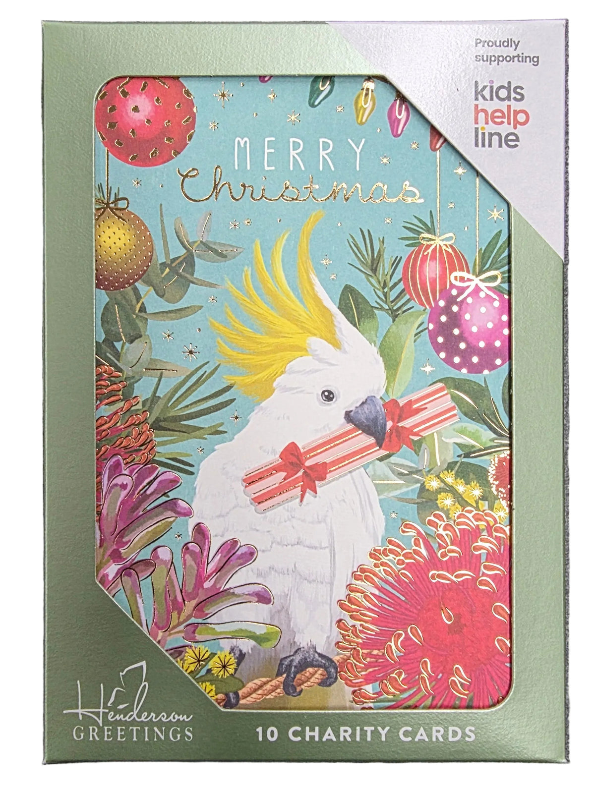 Christmas Charity Boxed Cards - Cockatoo on Teal