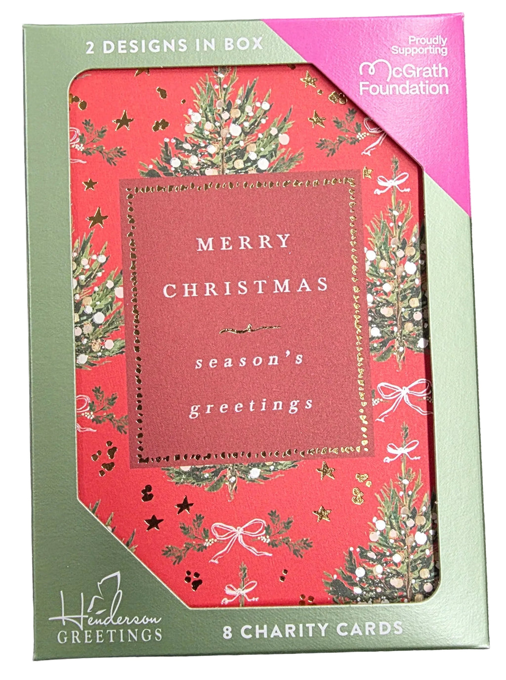 Christmas Charity Boxed Cards - Watercolour Xmas Trees (2 Designs)