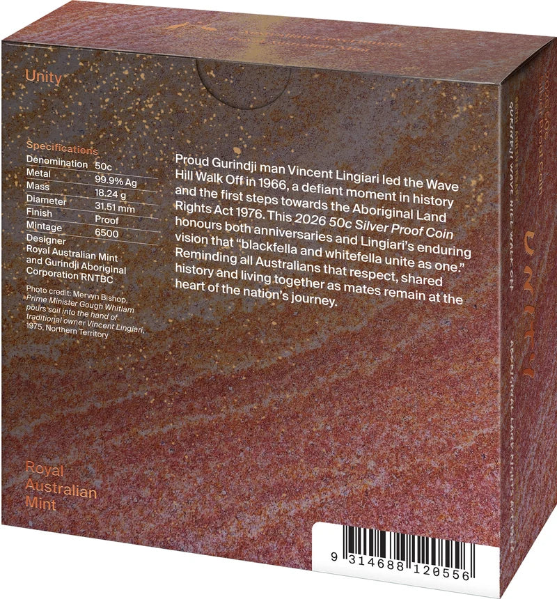 Unity: Wave Hill Walk Off 2026 50c Silver Proof Coin