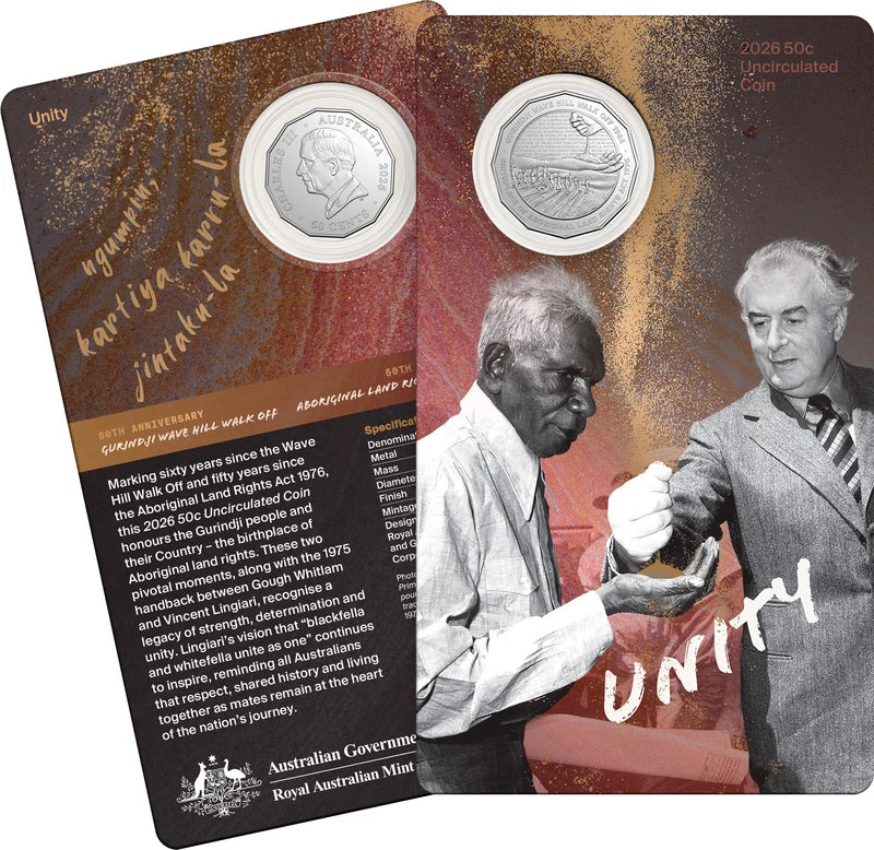 Unity: Wave Hill Walk Off 2026 50c Uncirculated Coin in Card