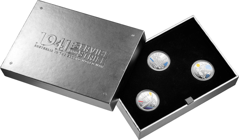 1941: Service Amid Strife - 2026 20c Coloured Silver Proof Three-Coin Set