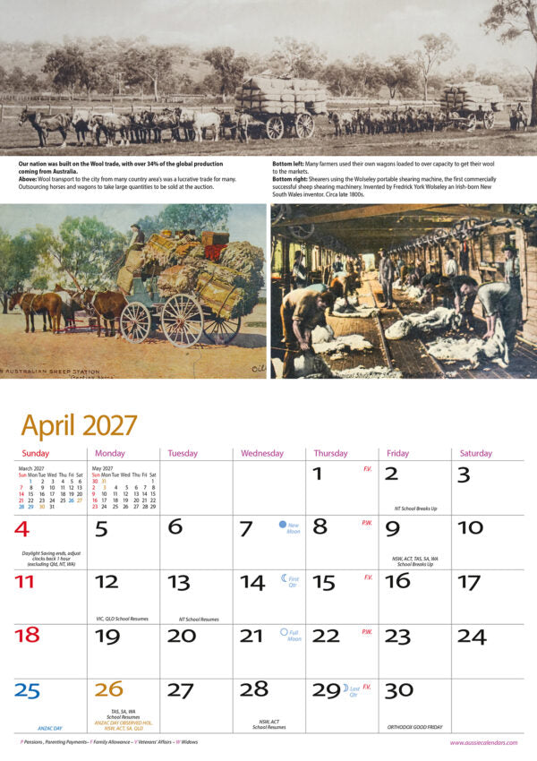AUST TIMES GONE BY A4 CALENDAR: 2027