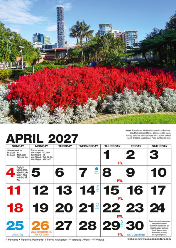 BLOOMING AUST CALENDAR: 2027