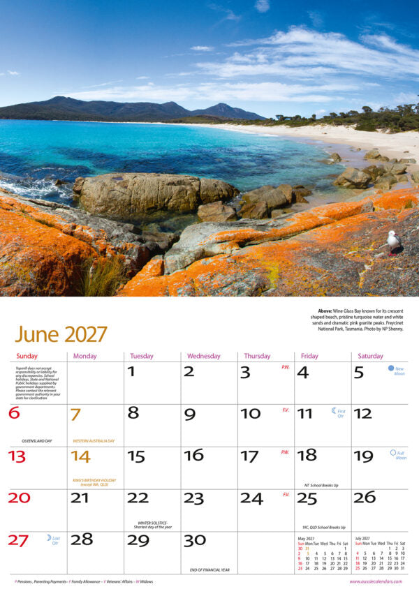 AUST LAND OF COLOUR A4 CALENDAR: 2027
