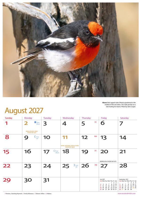 BIRDS OF AUSTRALIA CALENDAR: 2027
