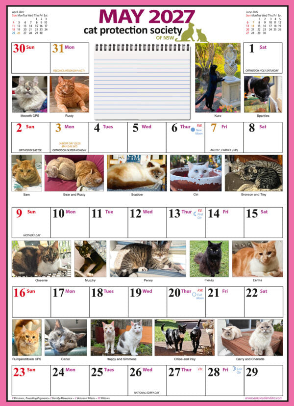 AUST CATS CALENDAR CALENDAR: 2027