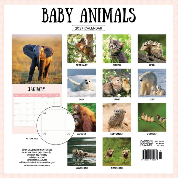 BABY ANIMALS CALENDAR: 2027